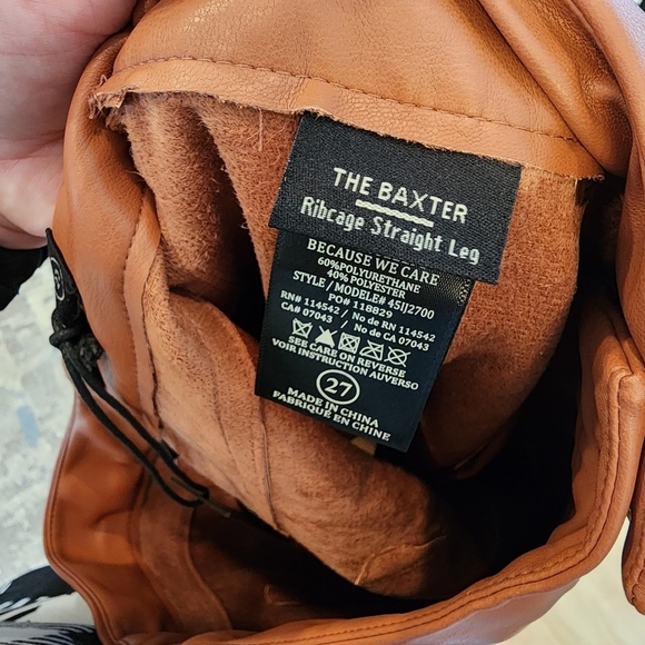 NWT Blank NYC The Baxter Ribcage Straight leg brown faux leather pants size 27. - Picture 5 of 15
